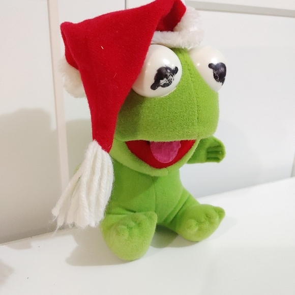 Muppet Babies Santa Hat Kermit Plush Doll Vintage 1987 Christmas Henson - Picture 3 of 10